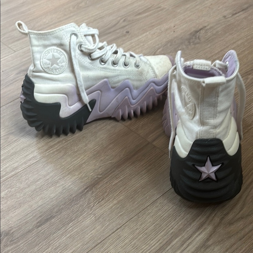 Converse Run Star All Star High-Top Sneakers in White and Lavender